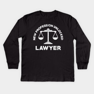 New Profession Unlocked Lawyer Funny Law School Gift Kids Long Sleeve T-Shirt